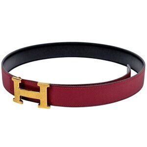 Hermes Constance Reversible Belt Leather Red Black